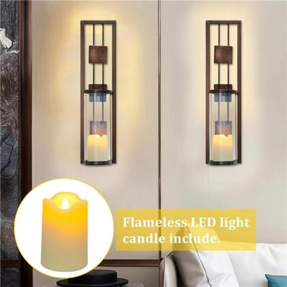 Wall Sconce Candle Holders Set of 2 Metal Wall Decor for Living Room Bathroom - Picture 3 of 8